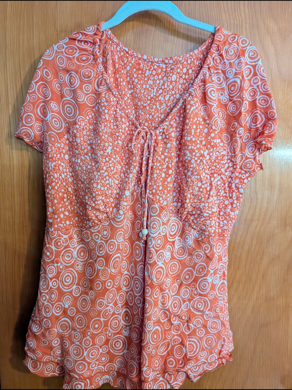 Nomadic Traders Orange Printed Tie-Front Blouse